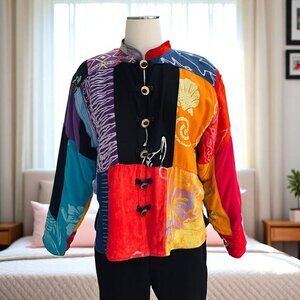 Vintage Kosi Bali Patchwork‎ Shirt Boho Festival Art Top Retro Y2K Hippie
